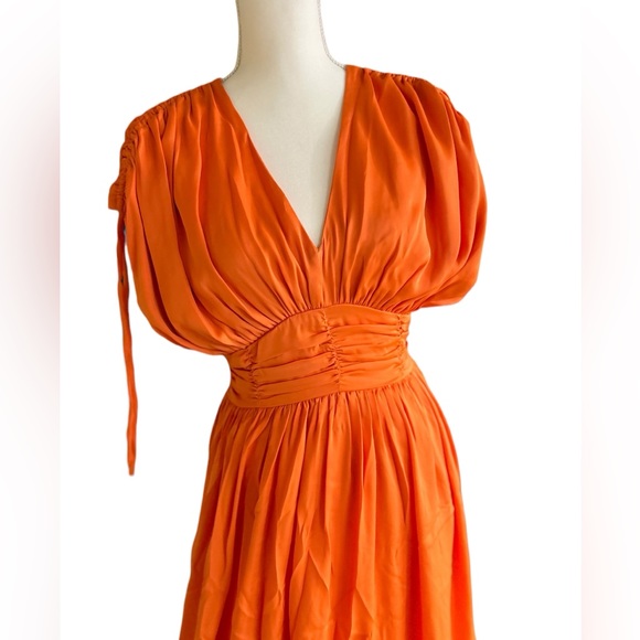 FRENCH CONNECTION mandarin orange Audrey satin maxi dress size 2 NWT - Picture 3 of 9